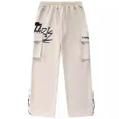 三体 文明水滴系列 简约趣味涂鸦印花宽松百搭抽绳垂感直筒基础款可调节脚口美式复古高街潮牌时尚舒适学生多巴胺休闲裤 男女同款