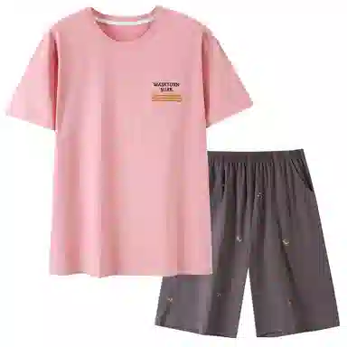 歌倩雅 舒适休闲亲肤短袖五分裤家居服睡衣套装 男款 图色