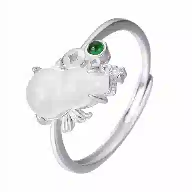 幸囍礼 清透玉石葫芦  新中式福禄双全 小众如意呈祥轻奢气质开口 玉髓 戒指 男女同款情侣款