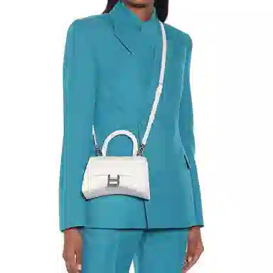 Balenciaga Hourglass Small White Croc Leather Bag