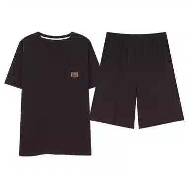 歌倩雅 舒适亲肤短袖五分裤休闲睡衣套装 男款 黑色