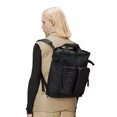 Rains Waterproof Tote 15 Inch Black/Green