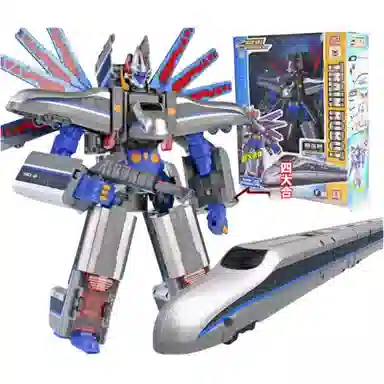 灵动创想 列车超人四合体御天青龙和谐号火车 高铁变形机器人复兴号 玩具