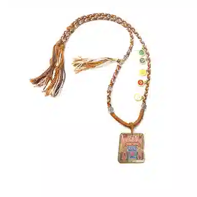 玉临门 国潮民族风藏式复古风格独特扎基拉姆唐卡热贡手绘 合金 吊坠 男女同款情侣款 送 男 女朋友 七 夕礼 物 礼盒包装