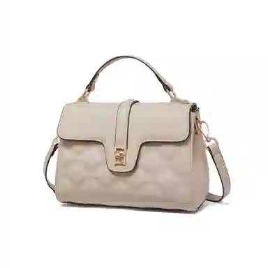 红蜻蜓 时尚百搭小众设计通勤休闲 牛剖层皮革 斜挎手提包 常规 女款 奶茶色