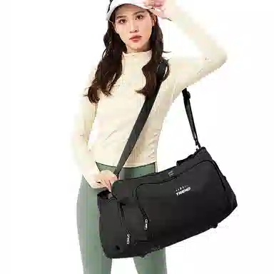 轻骑者 潮流大容量运动健身游泳便携旅游外出露营内置干湿分离独立鞋仓 织物 旅行包斜挎包健身包 大号 男女同款情侣款 米白