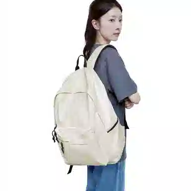 轻骑者 休闲大容量字母印花纯色初高中大学生上学通勤运动出游 织物 书包背包双肩包 男女同款情侣款 黑白色 韩版