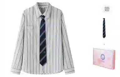 东鲸岁时记 学院风松弛感穿搭宽松休闲外套文艺风职场微辣条纹尖领长袖气质上衣衬衫 春秋季 女款 礼盒装 雾霾蓝