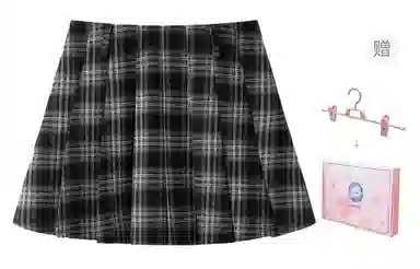 东鲸岁时记 港风学院风学姐感修身伯克利半裙松弛感温柔风格纹休闲短裙 春秋季 女款 礼盒装 黑灰色格裙