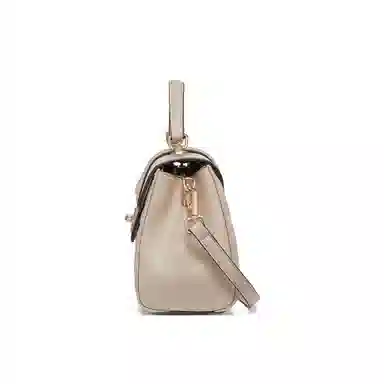 红蜻蜓 时尚百搭小众设计通勤休闲 牛剖层皮革 斜挎手提包 常规 女款 奶茶色