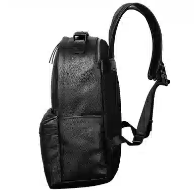 老人头 经典欧美风蓝白条纹大容量出差旅游 牛皮 双肩包 常规 男款 黑色