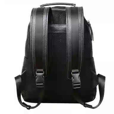 老人头 经典欧美风蓝白条纹大容量出差旅游 牛皮 双肩包 常规 男款 黑色