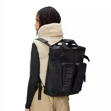 Rains Waterproof Tote 15 Inch Black/Green