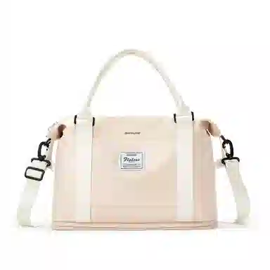 真维斯 时尚大容量多功能百搭高颜值短途旅游出差收纳可扩容 织物 旅行包健身包单肩包手提斜挎包 大号 男女同款 米色/米白