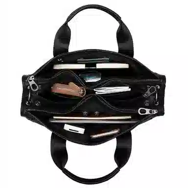 Laorentou Black Leather Briefcase