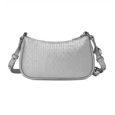 稻草人 时尚百搭甜美少女 编织纹理 聚氨酯革 腋下包斜挎包手提包单肩包 小号 女款 浅蓝/银色