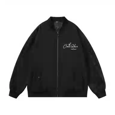 三体 红岸基地系列 美式复古简约基础款纯色字母印花休闲宽松学生多巴胺棒球服防风户外工装机能风飞行员服夹克外套 男女同款