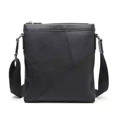 老人头 经典百搭休闲 牛皮 单肩包 男款 黑色