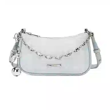 稻草人 时尚百搭甜美少女 编织纹理 聚氨酯革 腋下包斜挎包手提包单肩包 小号 女款 浅蓝/银色