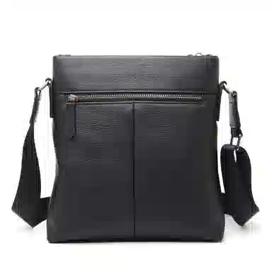 老人头 时尚通勤经典百搭 头层牛皮 单肩包斜跨包日字小方包 男款 黑色