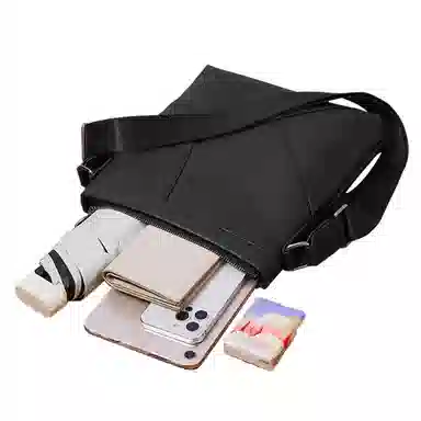 老人头 经典百搭休闲 牛皮 单肩包 男款 黑色