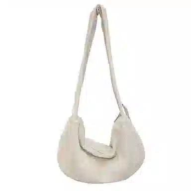 行途 韩版小众云朵包手提包复古风百搭 条绒 单肩斜挎托特包  女款 黑色/白色/卡其色/绿色/粉色