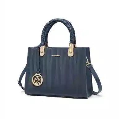 红蜻蜓 高级感气质通勤百搭款 牛皮 手提包斜挎包 女款 蓝色/黑色