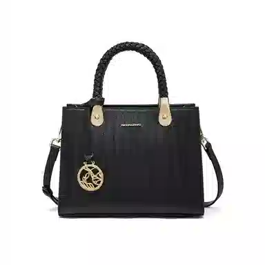 红蜻蜓 高级感气质通勤百搭款 牛皮 手提包斜挎包 女款 蓝色/黑色