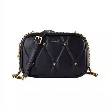 梦特娇 菱格小香风惊鸿 羊皮 法式优雅斜挎包 常规 女款 黑色/冰咖啡/芭蕾粉/冰川蓝/丁香紫/椰奶白