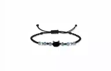 牧言 国潮复古新中式简约小众设计高级感 立体极光猫头编织绳手饰 合金 幻彩猫咪手链 男女同款情侣款