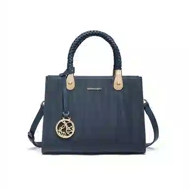 红蜻蜓 高级感气质通勤百搭款 牛皮 手提包斜挎包 女款 蓝色/黑色