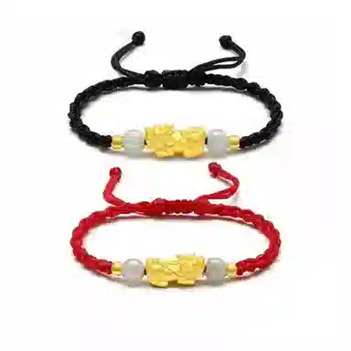 六桂福珠宝 招财转运貔貅吞金兽情侣手链男女款一对 黄金 手链 男女同款情侣款