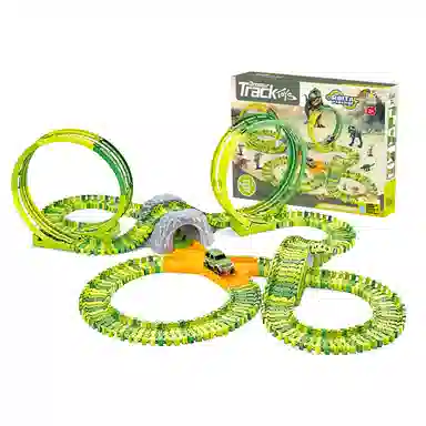 澳梦星 恐龙盘山轨道车小火车 闯关大冒险汽车隧道 早教益智玩具