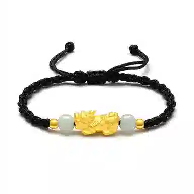 六桂福珠宝 招财转运貔貅吞金兽情侣手链男女款一对 黄金 手链 男女同款情侣款