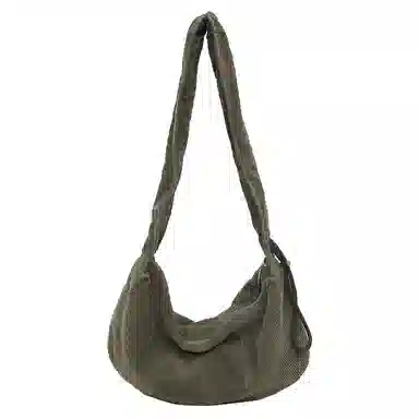 行途 韩版小众云朵包手提包复古风百搭 条绒 单肩斜挎托特包  女款 黑色/白色/卡其色/绿色/粉色