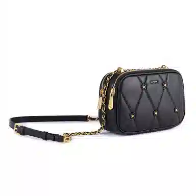 梦特娇 菱格小香风惊鸿 羊皮 法式优雅斜挎包 常规 女款 黑色/冰咖啡/芭蕾粉/冰川蓝/丁香紫/椰奶白