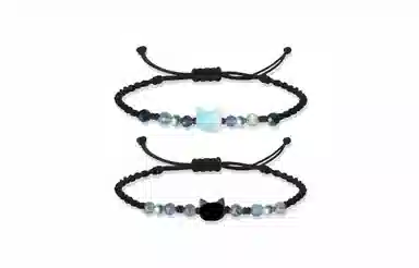 牧言 国潮复古新中式简约小众设计高级感 立体极光猫头编织绳手饰 合金 幻彩猫咪手链 男女同款情侣款