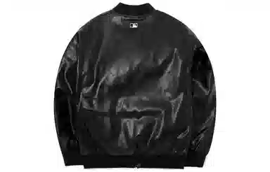 MLB FW22 Logo Patch Baseball Jacket Black