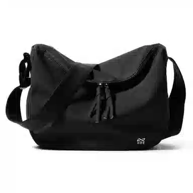 轻骑者 潮流大容量斜挎包女百搭初高中大学生党上课书包男款运动旅行休闲通勤轻便 织物 单肩包 男女同款情侣款 黑色/米白/酒红