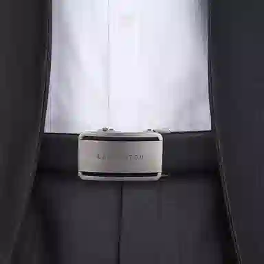 老人头 百搭极简设计休闲风 摔纹纹理 自动扣 牛皮革 皮带 男款 黑色