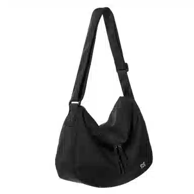 轻骑者 潮流大容量斜挎包女百搭初高中大学生党上课书包男款运动旅行休闲通勤轻便 织物 单肩包 男女同款情侣款 黑色/米白/酒红