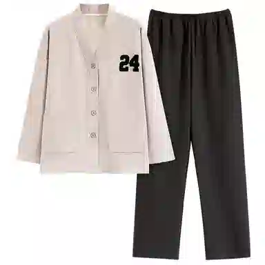 莫代尔 厚款细腻软糯舒适耐磨亲肤开衫长袖不勒腹长裤可居家休闲可外穿睡衣套装 女款 杏色