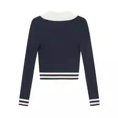 美特斯邦威 字母翻领时尚短款内搭针织衫 女款