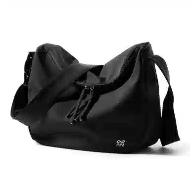 轻骑者 潮流大容量斜挎包女百搭初高中大学生党上课书包男款运动旅行休闲通勤轻便 织物 单肩包 男女同款情侣款 黑色/米白/酒红