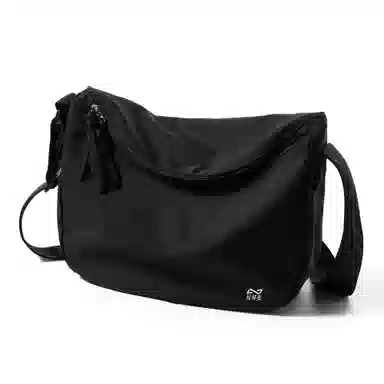 轻骑者 潮流大容量斜挎包女百搭初高中大学生党上课书包男款运动旅行休闲通勤轻便 织物 单肩包 男女同款情侣款 黑色/米白/酒红