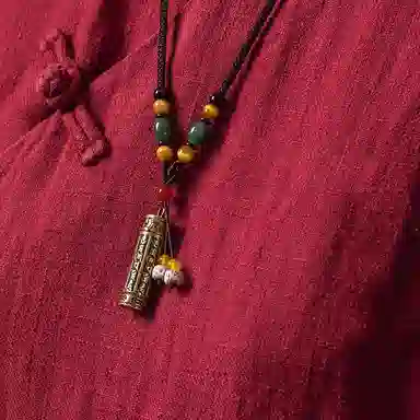 久爱 藏式复古经文可打开装东西黄铜吊坠男士挂饰本命年转运珠沉稳气质 其他 项链 男款