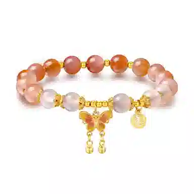 佐卡伊 蝴蝶手串 转运珠手串生日礼物 新中式小众闺蜜 玉髓 玉石手串 女款