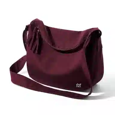 轻骑者 潮流大容量斜挎包女百搭初高中大学生党上课书包男款运动旅行休闲通勤轻便 织物 单肩包 男女同款情侣款 黑色/米白/酒红