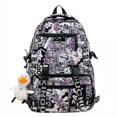 醇龙  尼龙男女通用多色涂鸦双肩包休闲百搭