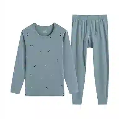 贴身领域 青少年青年纯棉圆领秋衣秋裤可外穿柔软亲肤舒适长袖长裤棉毛衫保暖内衣套装 男款